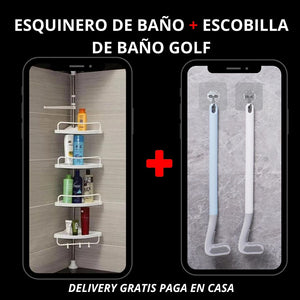 ESQUINERO DE DUCHA INTELIGENTE -  DE REGALO ESCOBILLA PROFESIONAL DE BAÑO GOLF