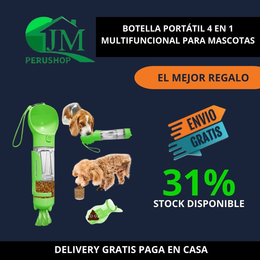 BOTELLA PORTÁTIL 4 EN 1 MULTIFUNCIONAL PARA MASCOTAS